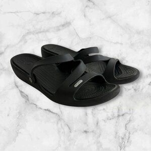 CROCS Patricia Black  Sandal Flip Flop 10386 Womens Size 10 Slip on Comfort